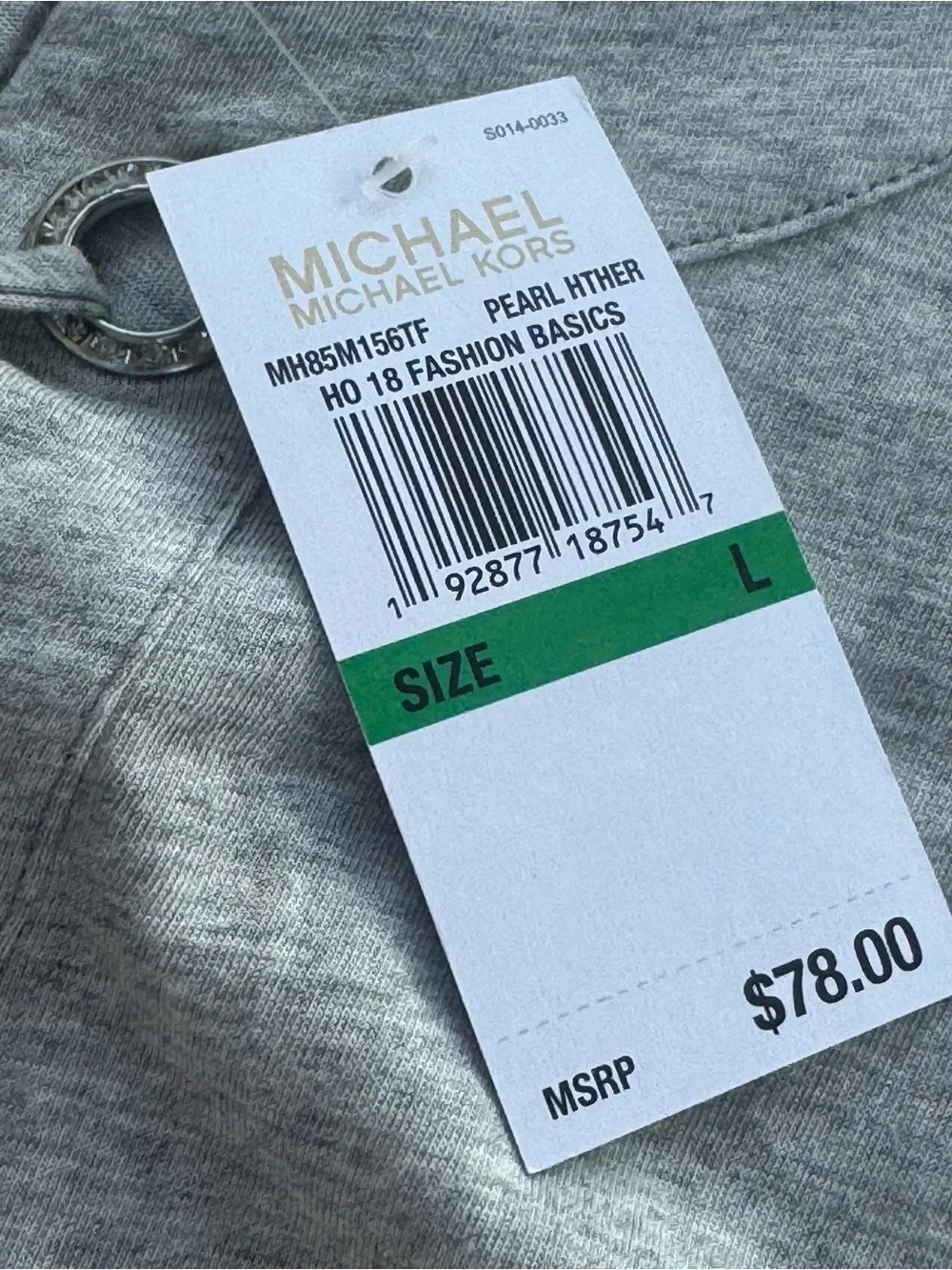 NWT Michael Kors Woman’s Grey Long Sleeve Lace Up Neck Flared Bell Sleeves Sz L